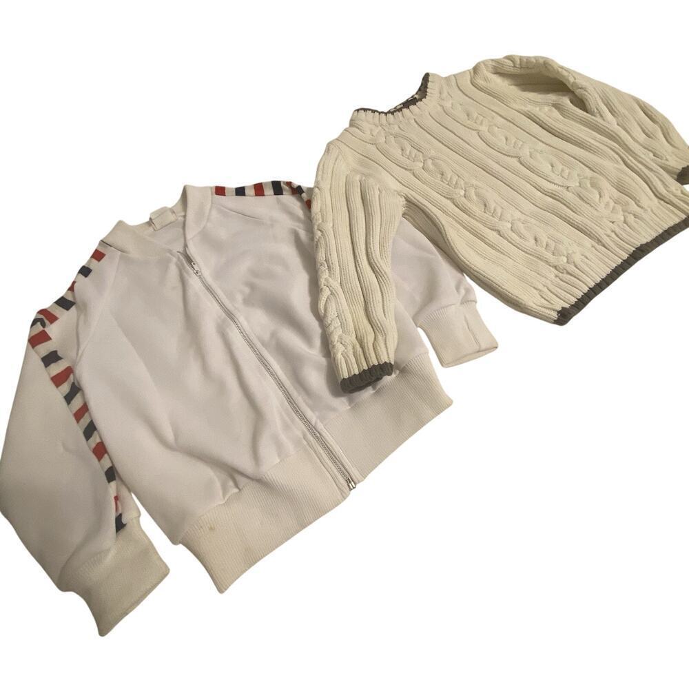 Toddler Boy Ivory Cableknit Sweater Cherokee & Suntogs 5T Fall Winter Holidays